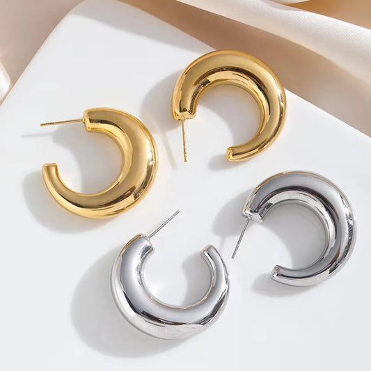 1 Pair Simple Style Solid Color Plating Stainless Steel 18k Gold Plated Ear Studs