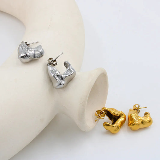 1 Pair Simple Style Solid Color Plating Stainless Steel 18k Gold Plated Ear Studs