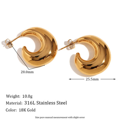 1 Pair Simple Style Solid Color Plating Stainless Steel 18k Gold Plated Ear Studs