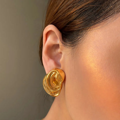 1 Pair Simple Style Solid Color Plating Stainless Steel 18K Gold Plated Ear Studs