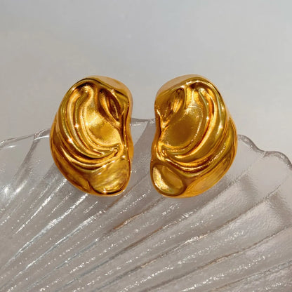 1 Pair Simple Style Solid Color Plating Stainless Steel 18K Gold Plated Ear Studs