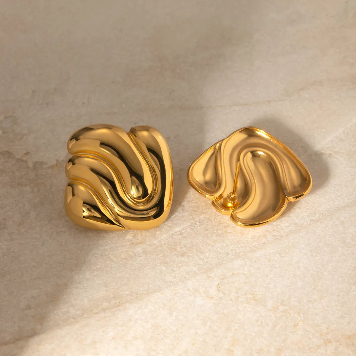 1 Pair Simple Style Solid Color Plating Stainless Steel 18K Gold Plated Ear Studs