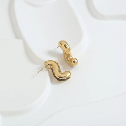 1 Pair Simple Style Solid Color Plating Stainless Steel 18K Gold Plated Ear Studs