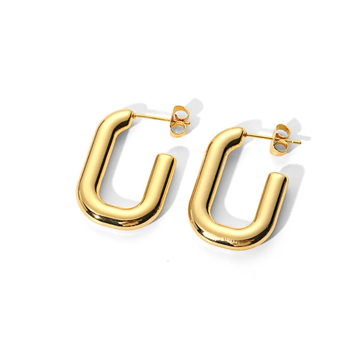 1 Pair Simple Style Solid Color Plating Stainless Steel 18k Gold Plated Earrings