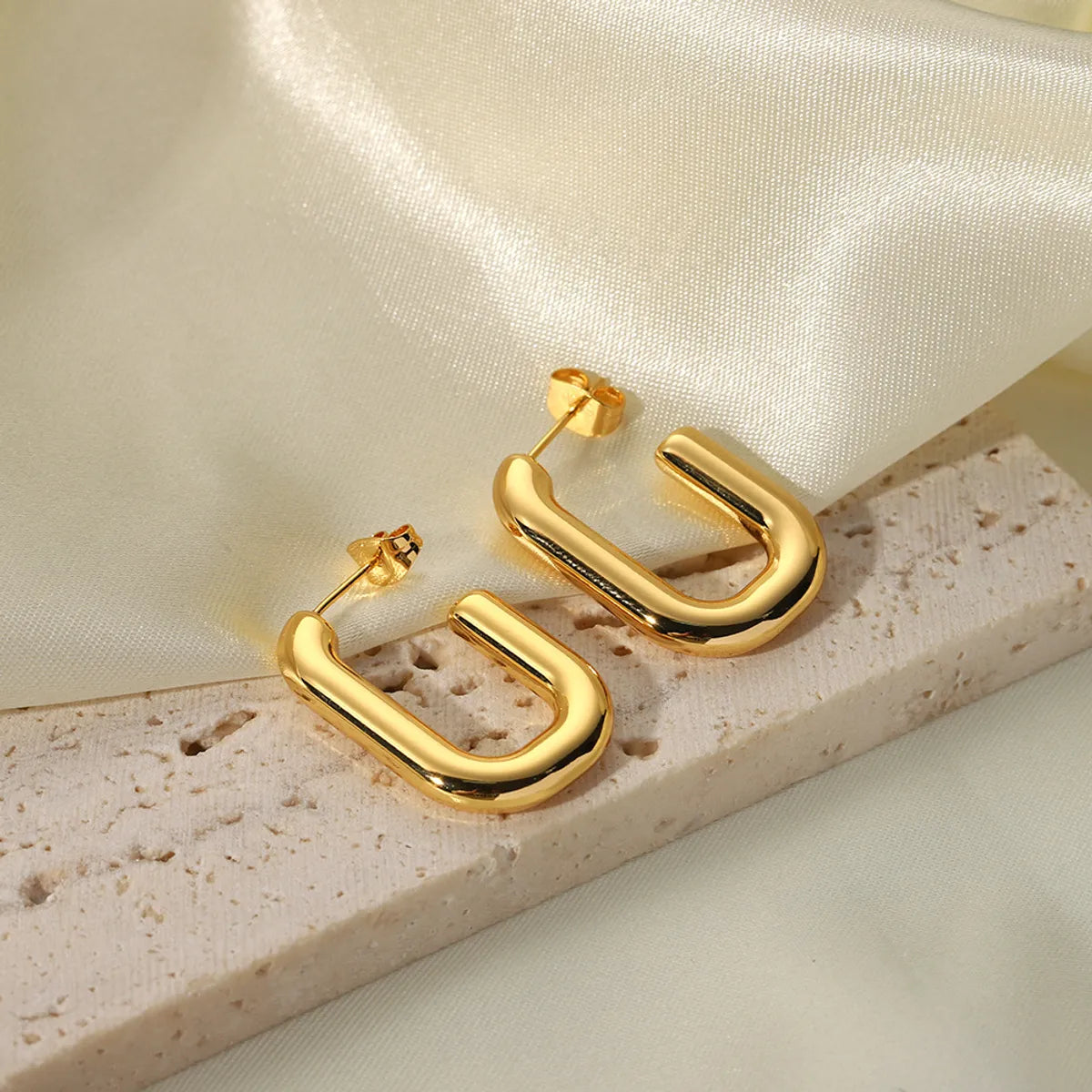 1 Pair Simple Style Solid Color Plating Stainless Steel 18k Gold Plated Earrings