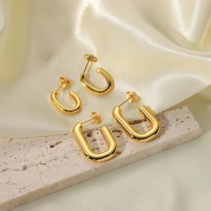 1 Pair Simple Style Solid Color Plating Stainless Steel 18k Gold Plated Earrings