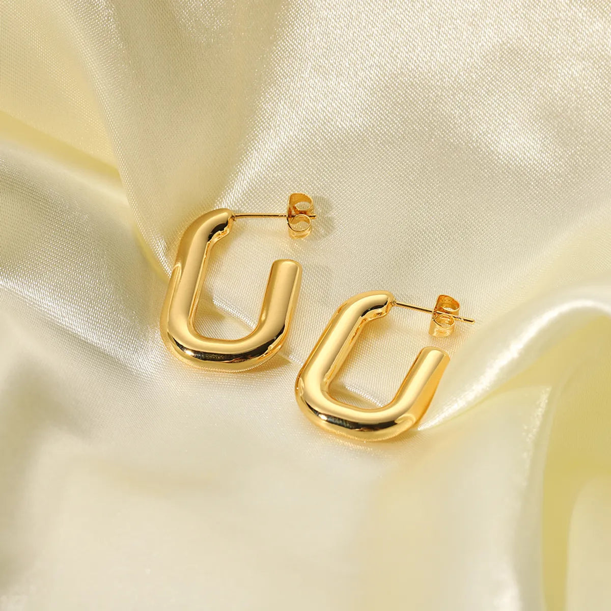 1 Pair Simple Style Solid Color Plating Stainless Steel 18k Gold Plated Earrings