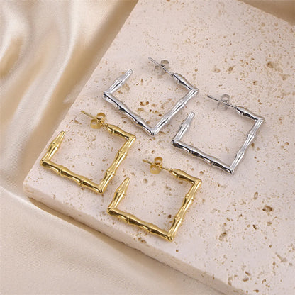 1 Pair Simple Style Solid Color Plating Stainless Steel 18k Gold Plated Earrings