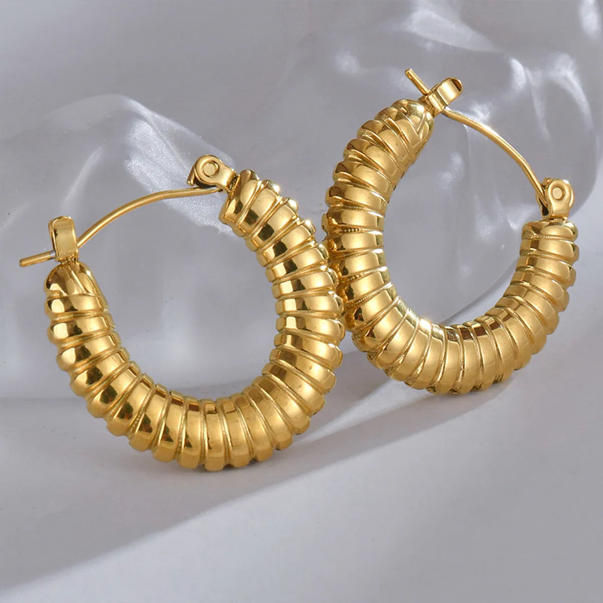 1 Pair Simple Style Solid Color Plating Stainless Steel 18k Gold Plated Earrings