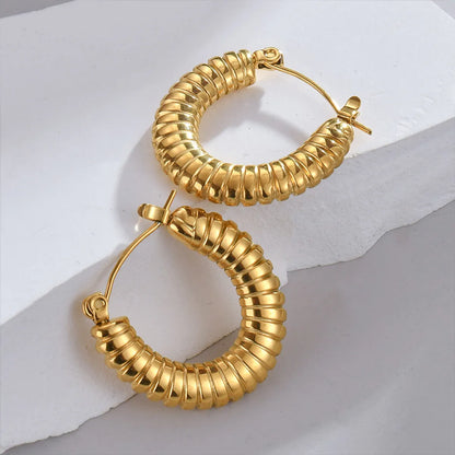 1 Pair Simple Style Solid Color Plating Stainless Steel 18k Gold Plated Earrings