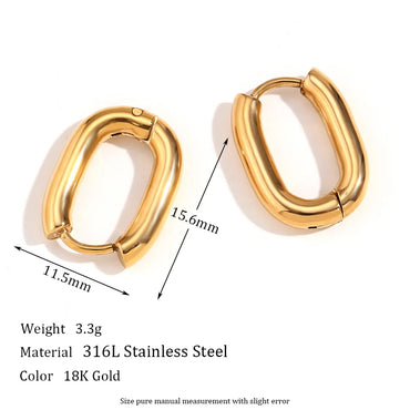 1 Pair Simple Style Solid Color Plating 304 Stainless Steel 18K Gold Plated Earrings