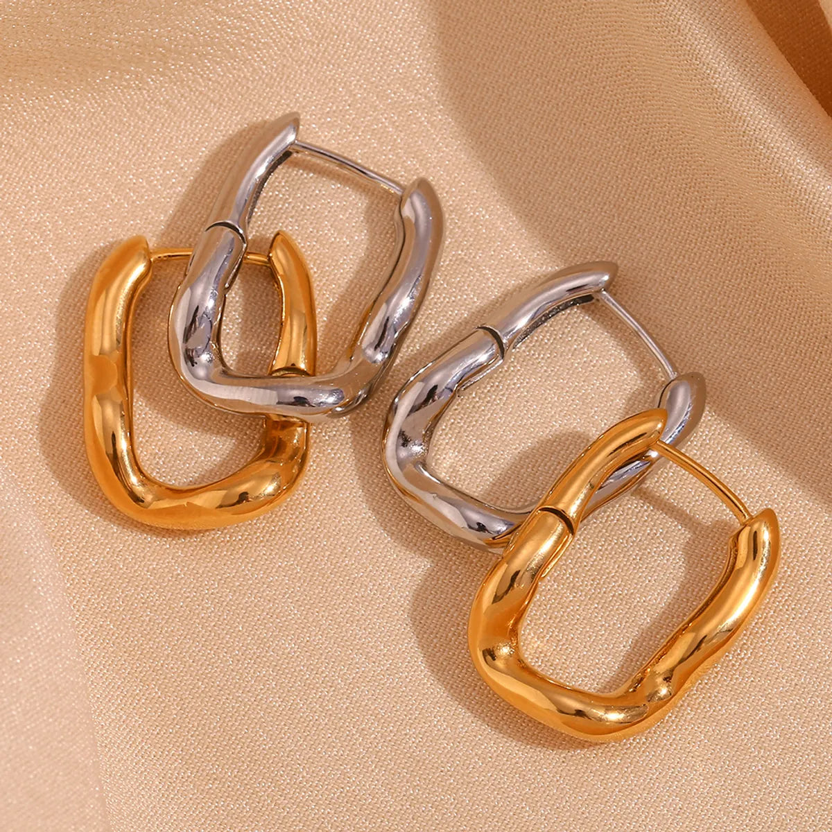 1 Pair Simple Style Solid Color Plating Stainless Steel 18k Gold Plated Earrings