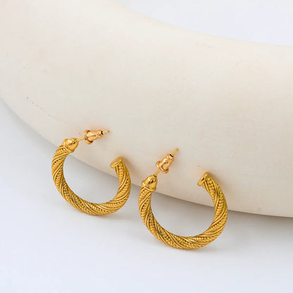 1 Pair Simple Style Solid Color Plating Stainless Steel 18k Gold Plated Earrings