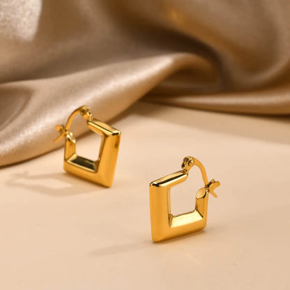 1 Pair Simple Style Solid Color Plating Stainless Steel 18k Gold Plated Earrings