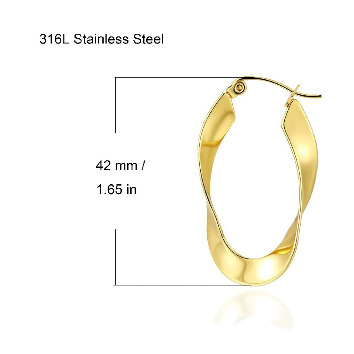 1 Pair Simple Style Solid Color Plating Stainless Steel 18k Gold Plated Earrings