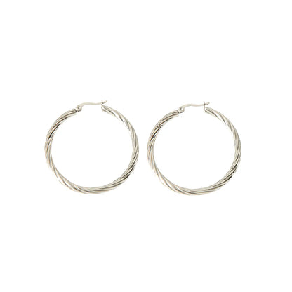 1 Pair Simple Style Solid Color Plating Stainless Steel 18k Gold Plated Hoop Earrings