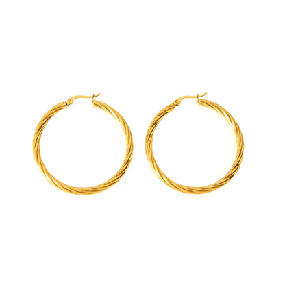 1 Pair Simple Style Solid Color Plating Stainless Steel 18k Gold Plated Hoop Earrings