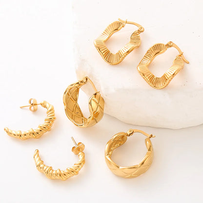 1 Pair Simple Style Solid Color Plating Stainless Steel 24k Gold Plated Ear Studs