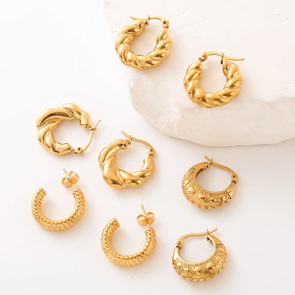 1 Pair Simple Style Solid Color Plating Stainless Steel 24k Gold Plated Ear Studs