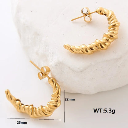 1 Pair Simple Style Solid Color Plating Stainless Steel 24k Gold Plated Ear Studs