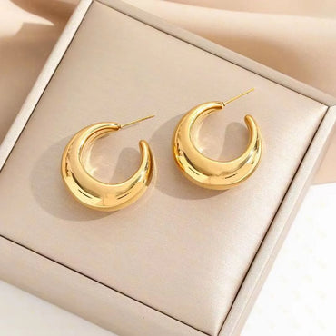 1 Pair Simple Style Solid Color Plating Stainless Steel 24k Gold Plated Ear Studs