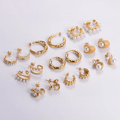 1 Pair Simple Style Solid Color Plating Stainless Steel 24k Gold Plated Ear Studs