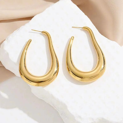 1 Pair Simple Style Solid Color Plating Stainless Steel 24k Gold Plated Earrings