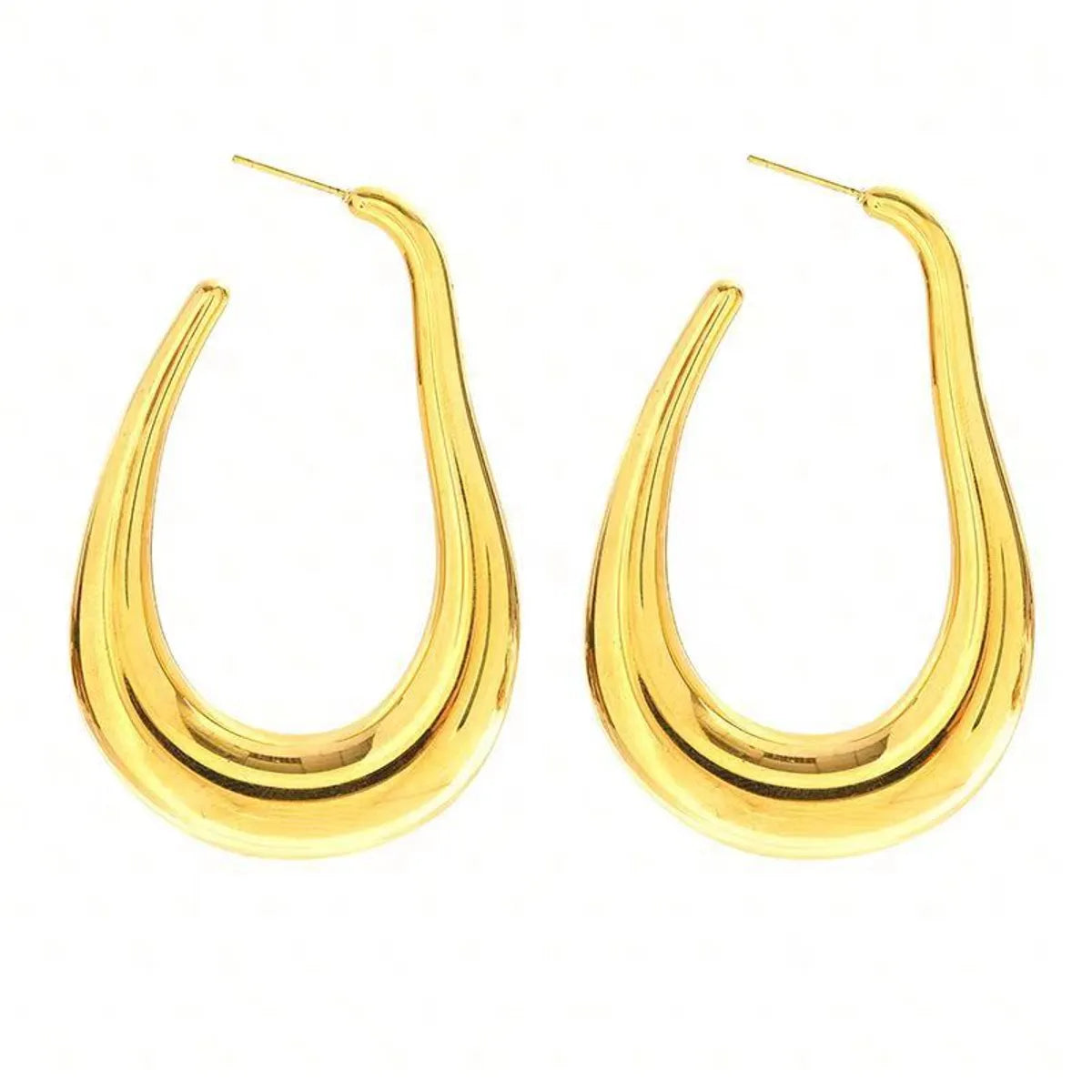 1 Pair Simple Style Solid Color Plating Stainless Steel 24k Gold Plated Earrings