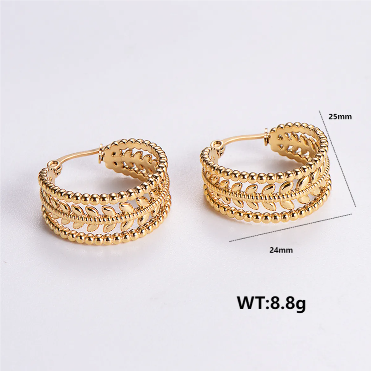 1 Pair Simple Style Solid Color Plating Stainless Steel 24k Gold Plated Earrings