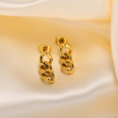 1 Pair Simple Style Solid Color Plating 201 Stainless Steel Gold Plated Drop Earrings