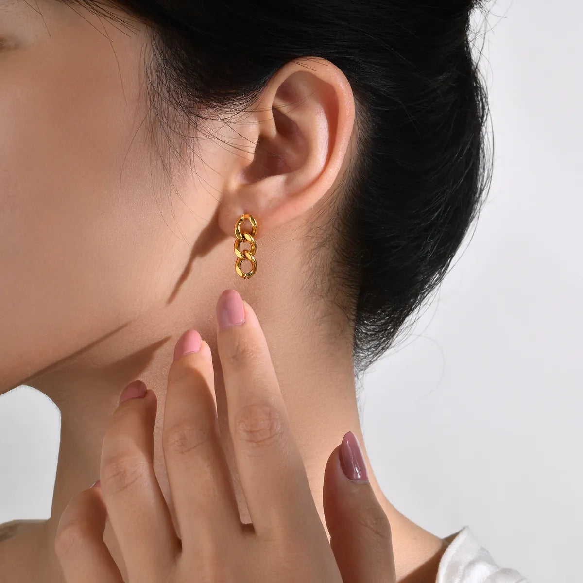 1 Pair Simple Style Solid Color Plating 201 Stainless Steel Gold Plated Drop Earrings