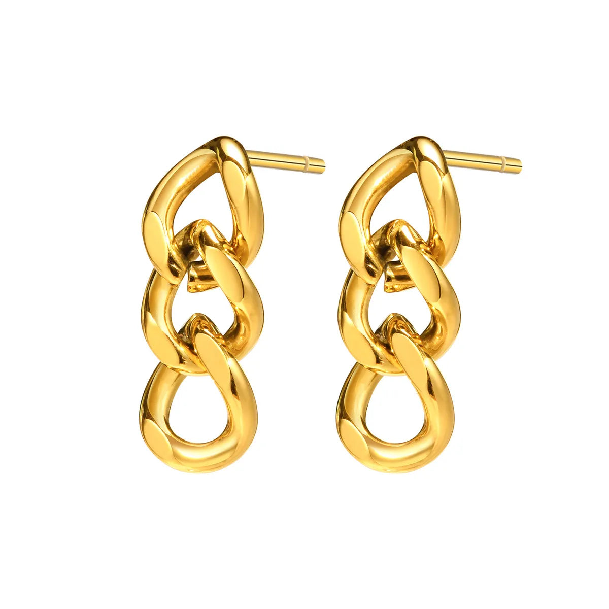 1 Pair Simple Style Solid Color Plating 201 Stainless Steel Gold Plated Drop Earrings