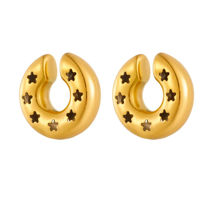 1 Pair Simple Style Solid Color Plating Stainless Steel Gold Plated Ear Cuffs