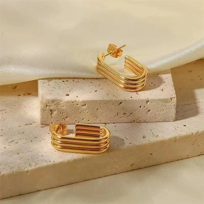 1 Pair Simple Style Solid Color Plating Stainless Steel Gold Plated Ear Studs