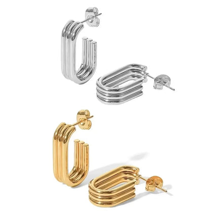 1 Pair Simple Style Solid Color Plating Stainless Steel Gold Plated Ear Studs