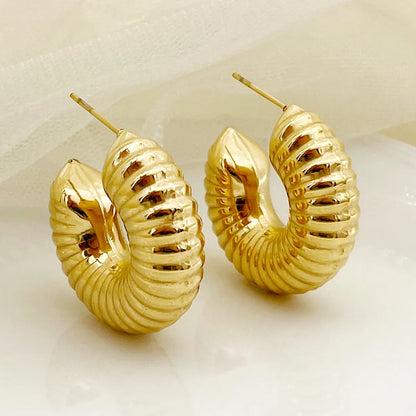 1 Pair Simple Style Solid Color Plating Stainless Steel Gold Plated Ear Studs