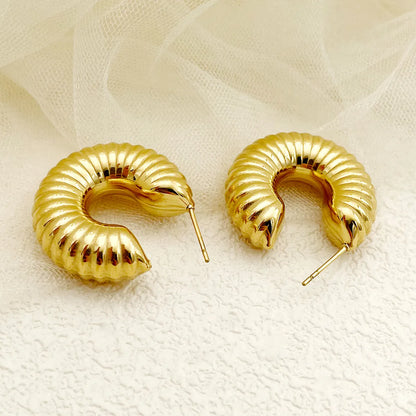 1 Pair Simple Style Solid Color Plating Stainless Steel Gold Plated Ear Studs