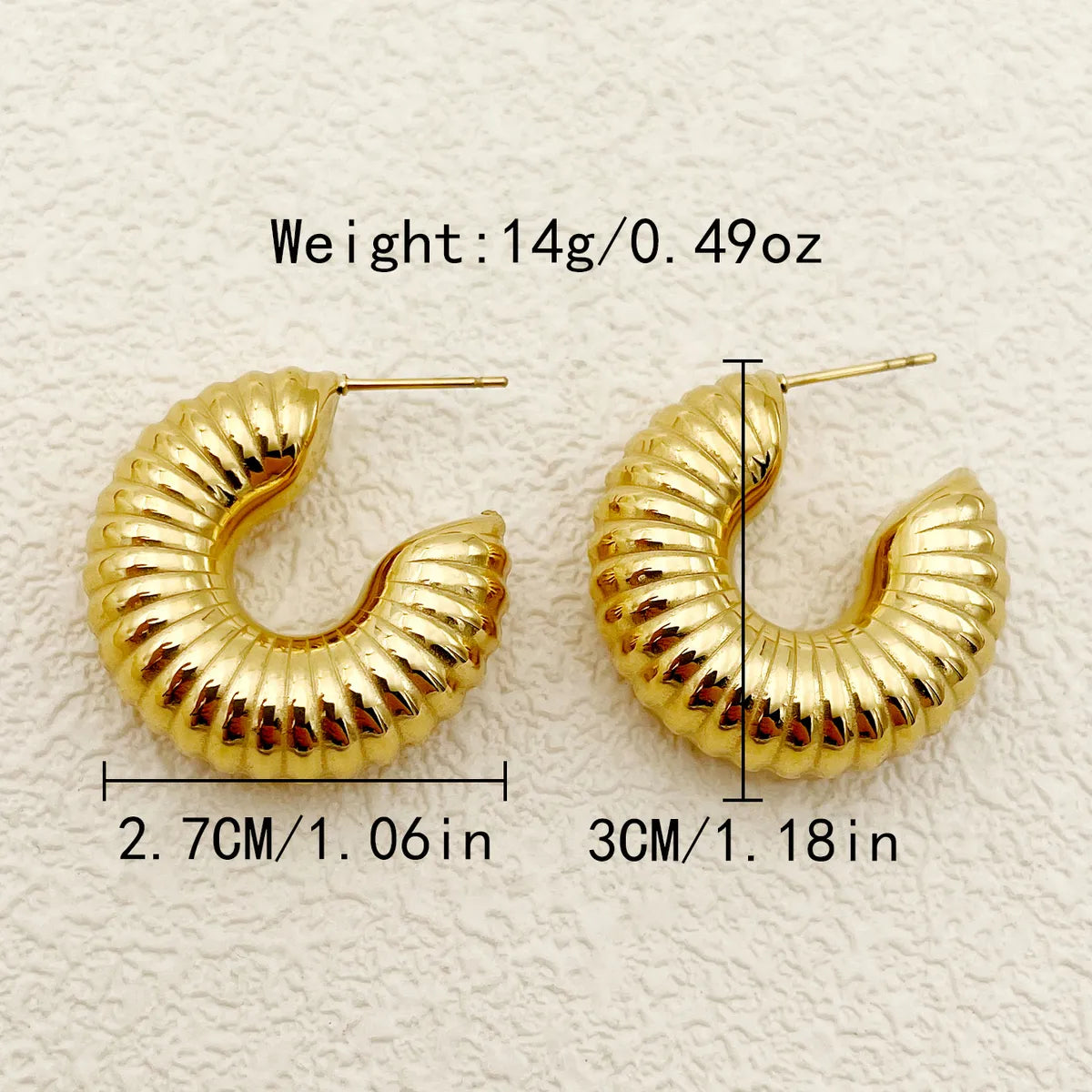 1 Pair Simple Style Solid Color Plating Stainless Steel Gold Plated Ear Studs