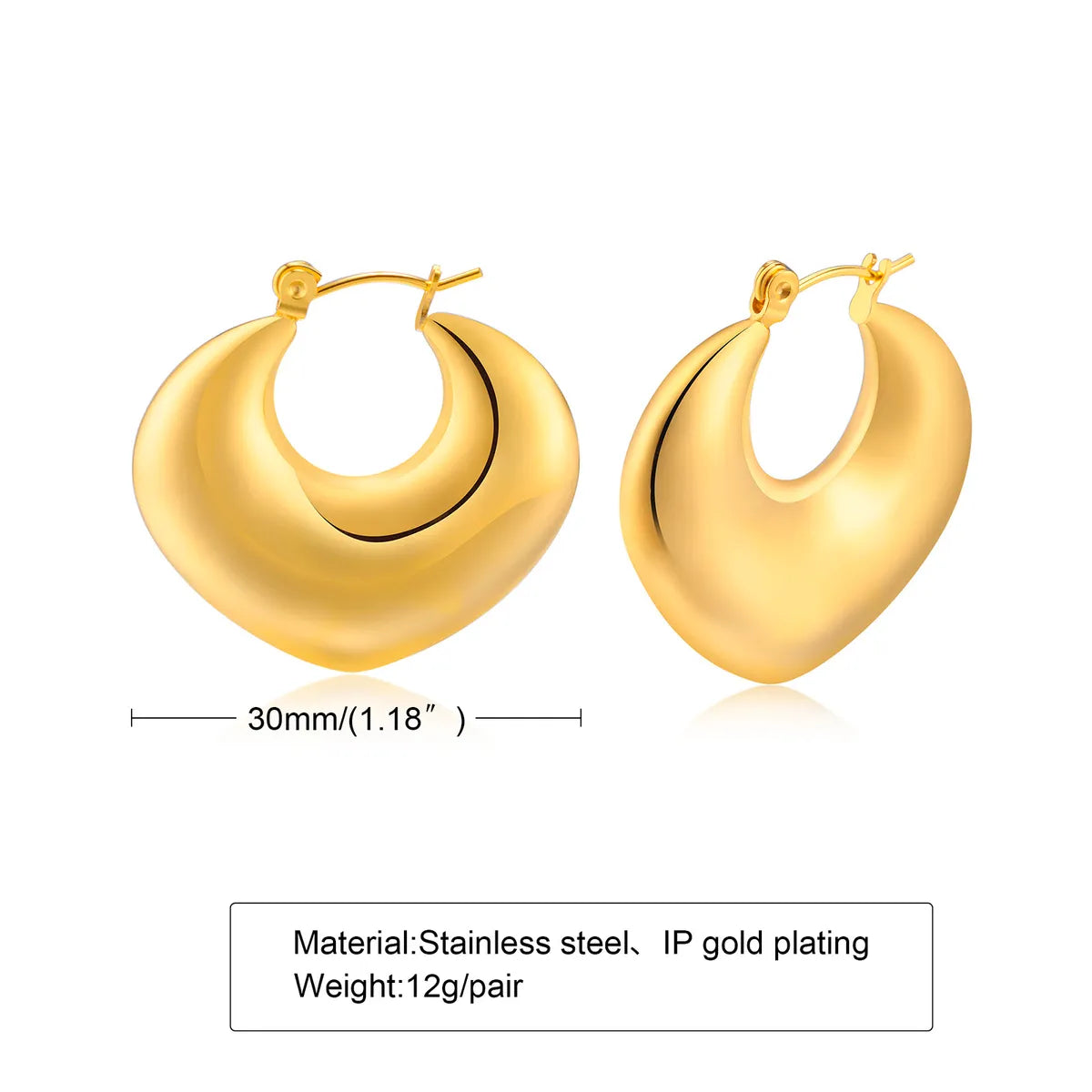 1 Pair Simple Style Solid Color Plating Stainless Steel Gold Plated Ear Studs