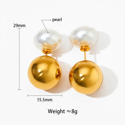 1 Pair Simple Style Solid Color Plating Stainless Steel Gold Plated Ear Studs