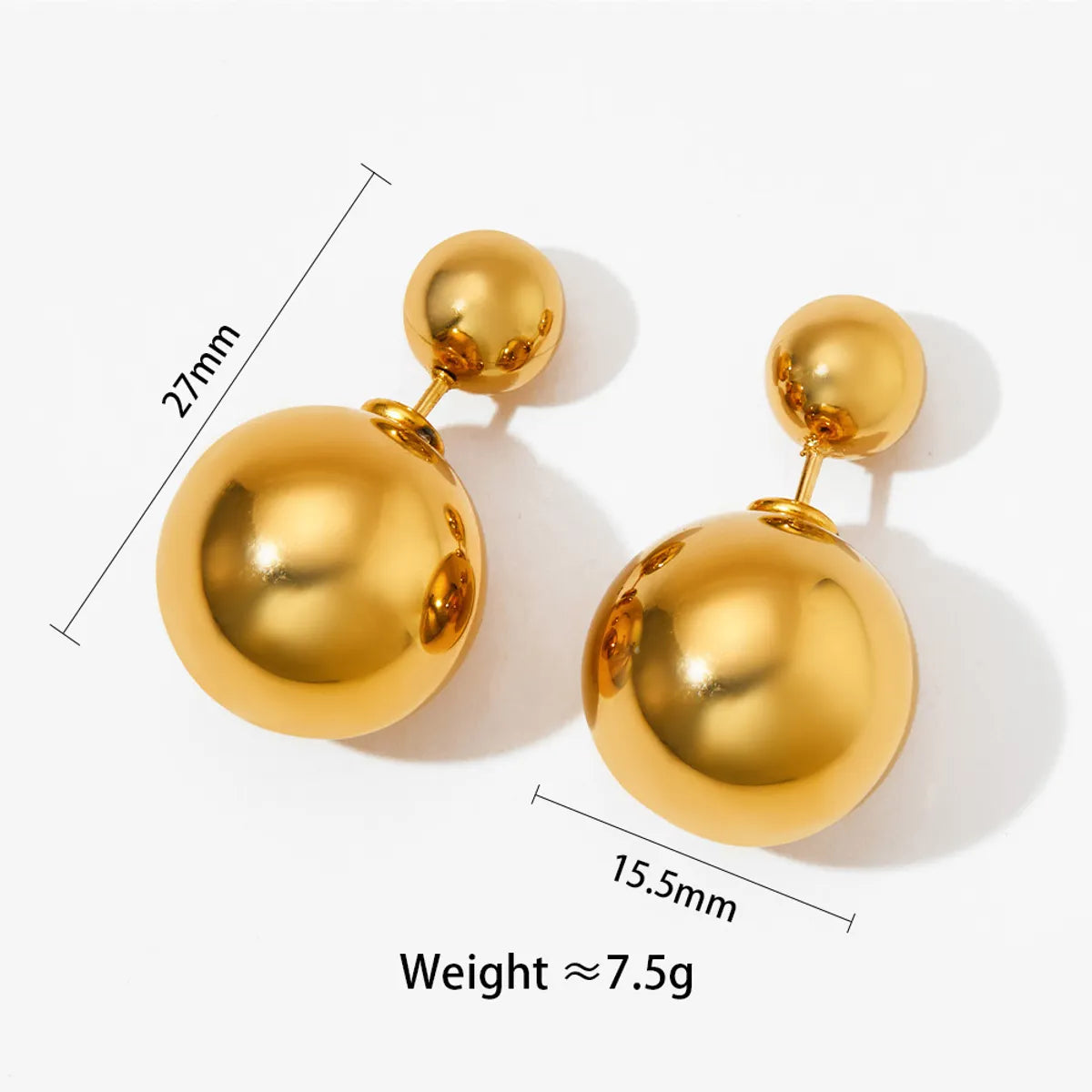 1 Pair Simple Style Solid Color Plating Stainless Steel Gold Plated Ear Studs