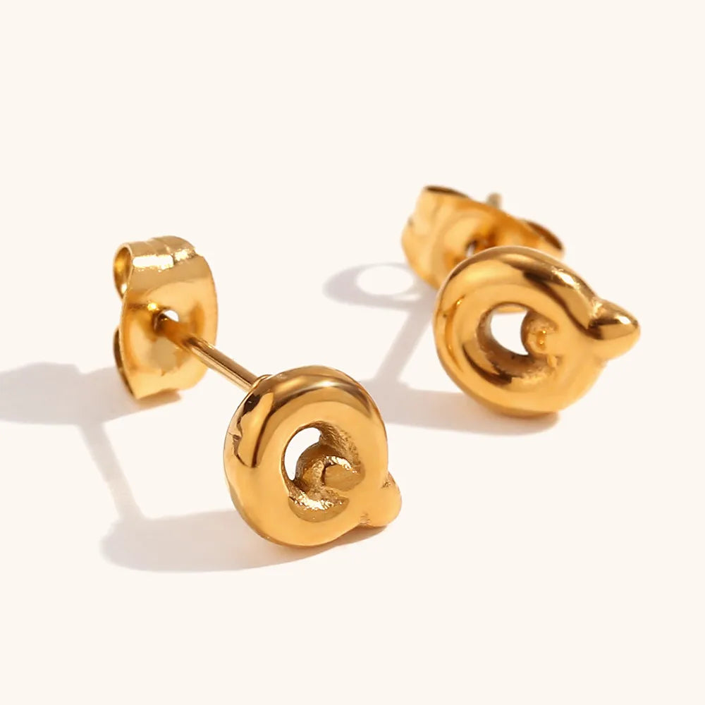 1 Pair Simple Style Solid Color Plating Stainless Steel Gold Plated Ear Studs