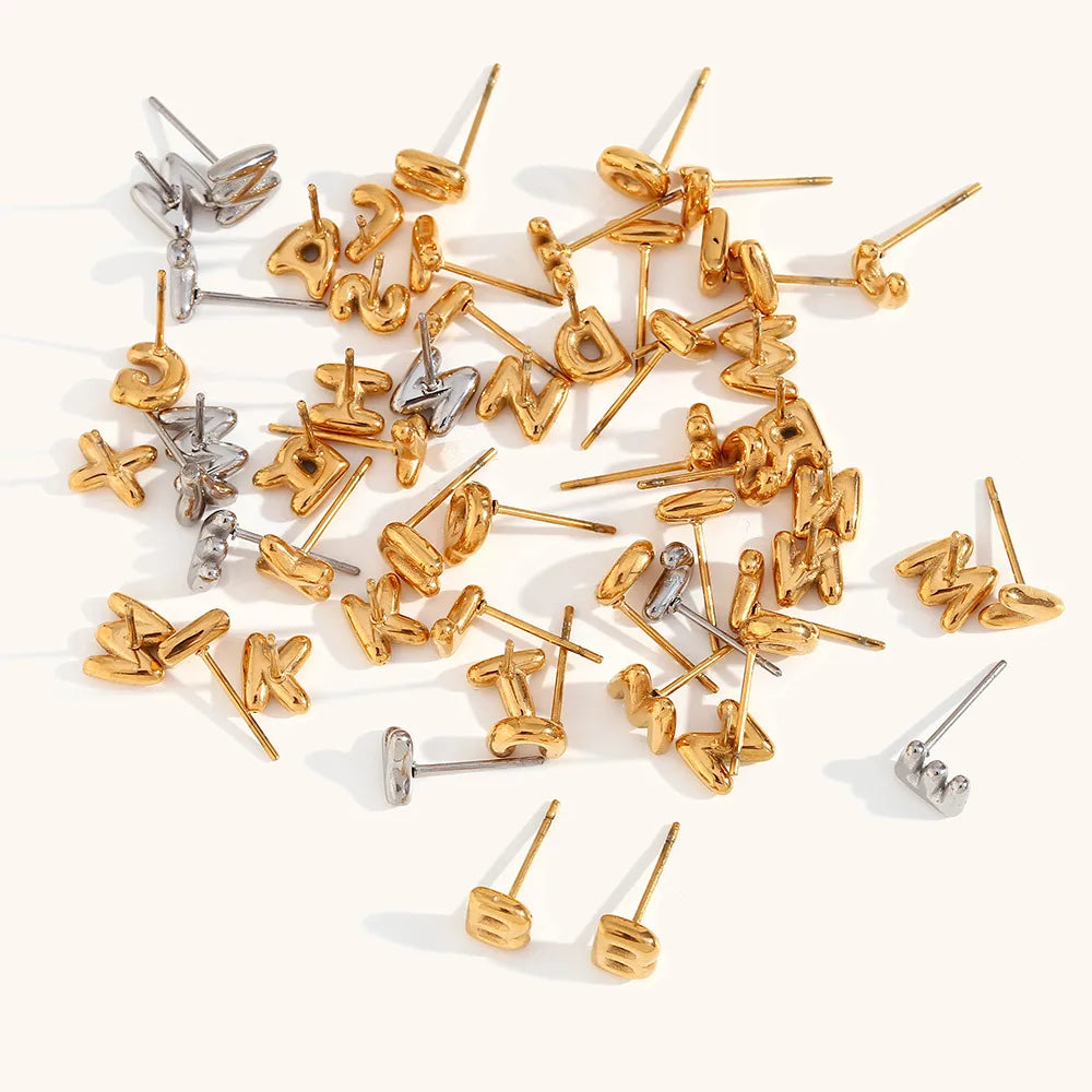 1 Pair Simple Style Solid Color Plating Stainless Steel Gold Plated Ear Studs