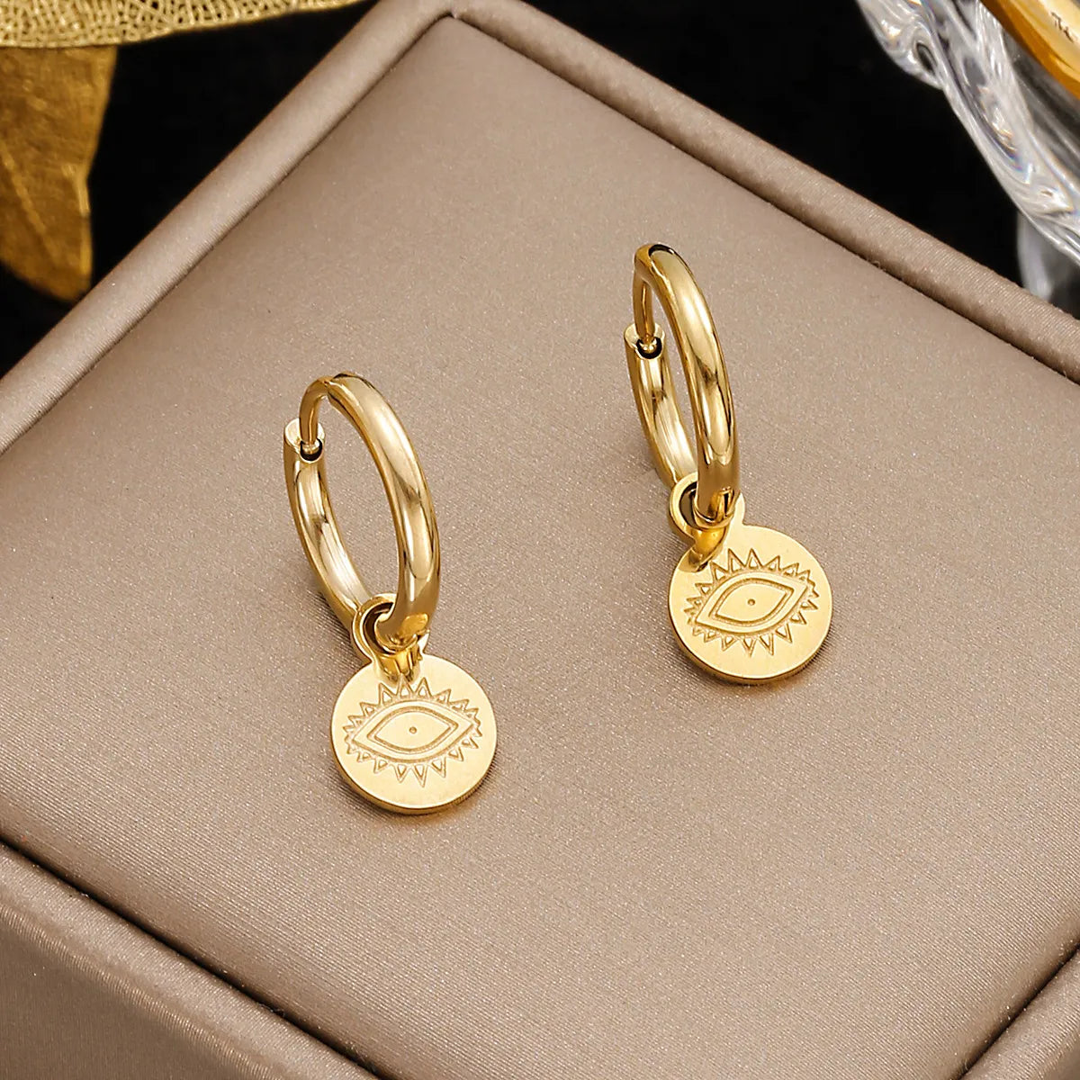 1 Pair Simple Style Solid Color Plating Stainless Steel Gold Plated Earrings