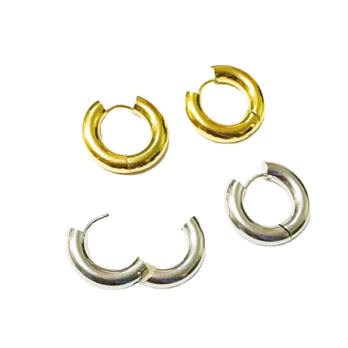 1 Pair Simple Style Solid Color Plating Stainless Steel Gold Plated Earrings