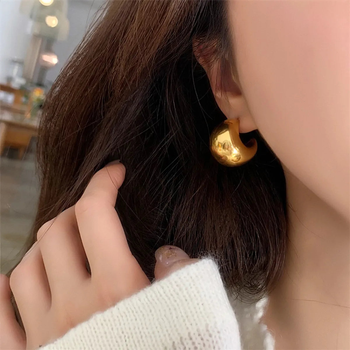 1 Pair Simple Style Solid Color Plating Stainless Steel Gold Plated Earrings