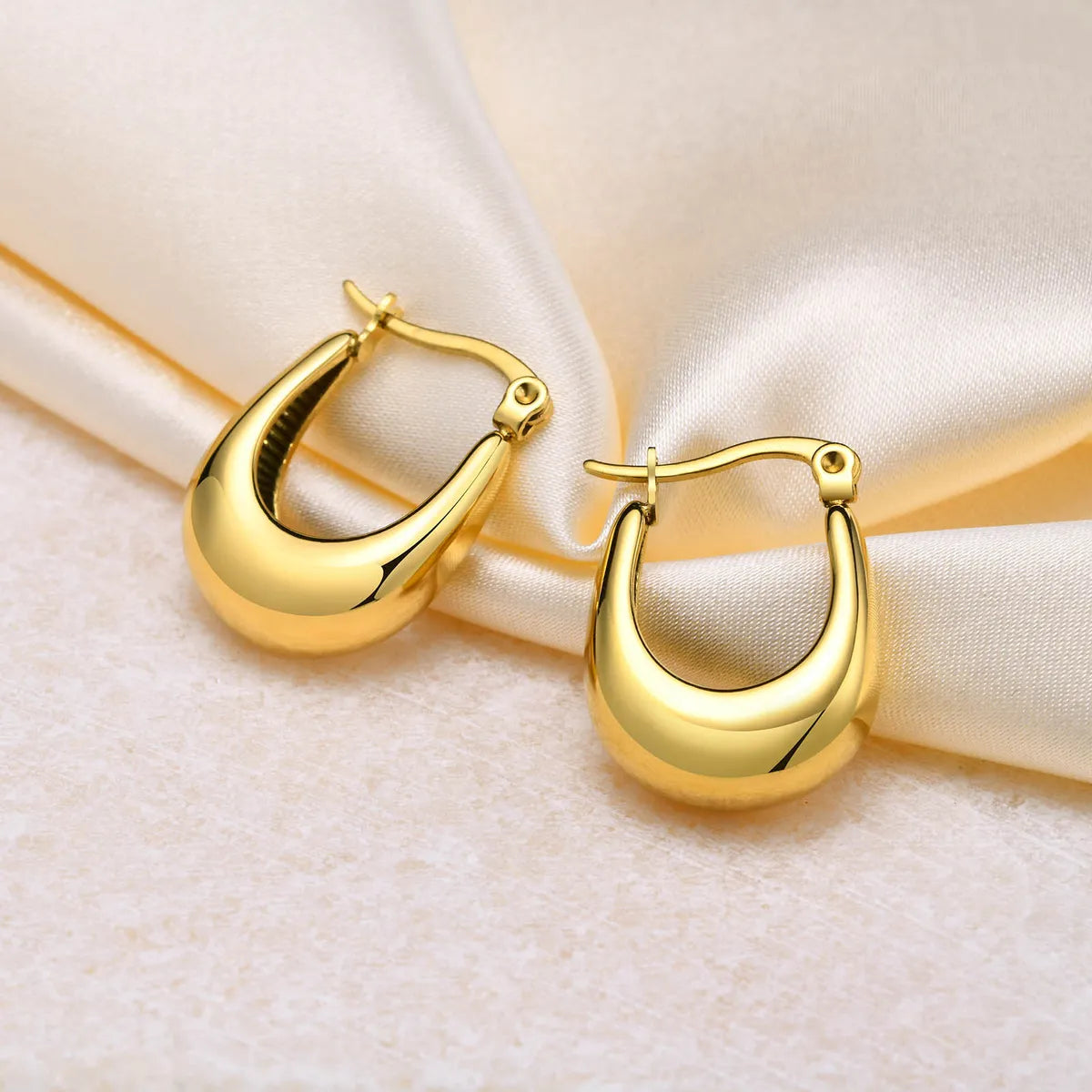 1 Pair Simple Style Solid Color Plating Stainless Steel Gold Plated Earrings