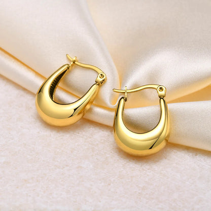 1 Pair Simple Style Solid Color Plating Stainless Steel Gold Plated Earrings