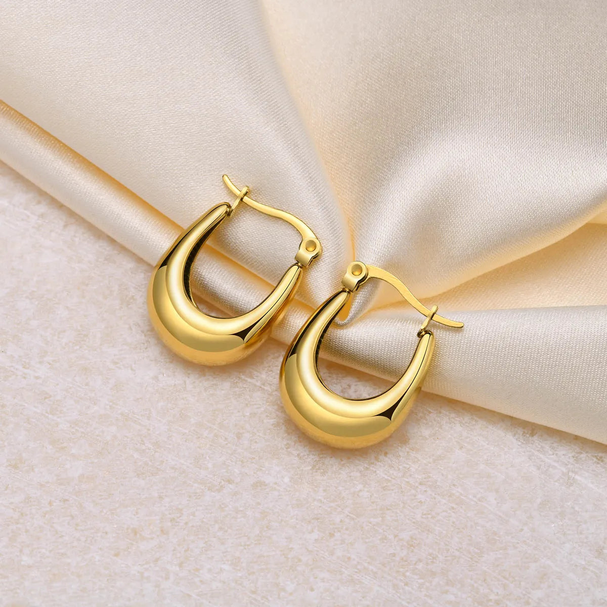 1 Pair Simple Style Solid Color Plating Stainless Steel Gold Plated Earrings