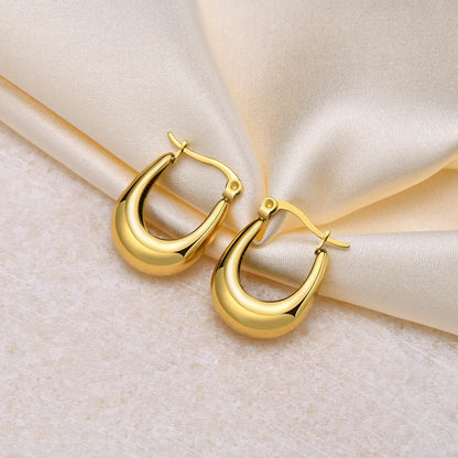 1 Pair Simple Style Solid Color Plating Stainless Steel Gold Plated Earrings